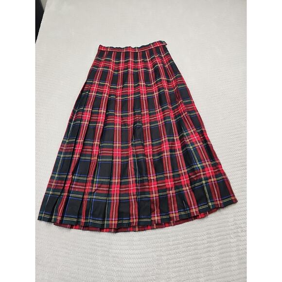 Lands' End Dresses & Skirts - Lands End Skirt Womens 10 Plaid Pleated Maxi Length 100% Wool Skirt